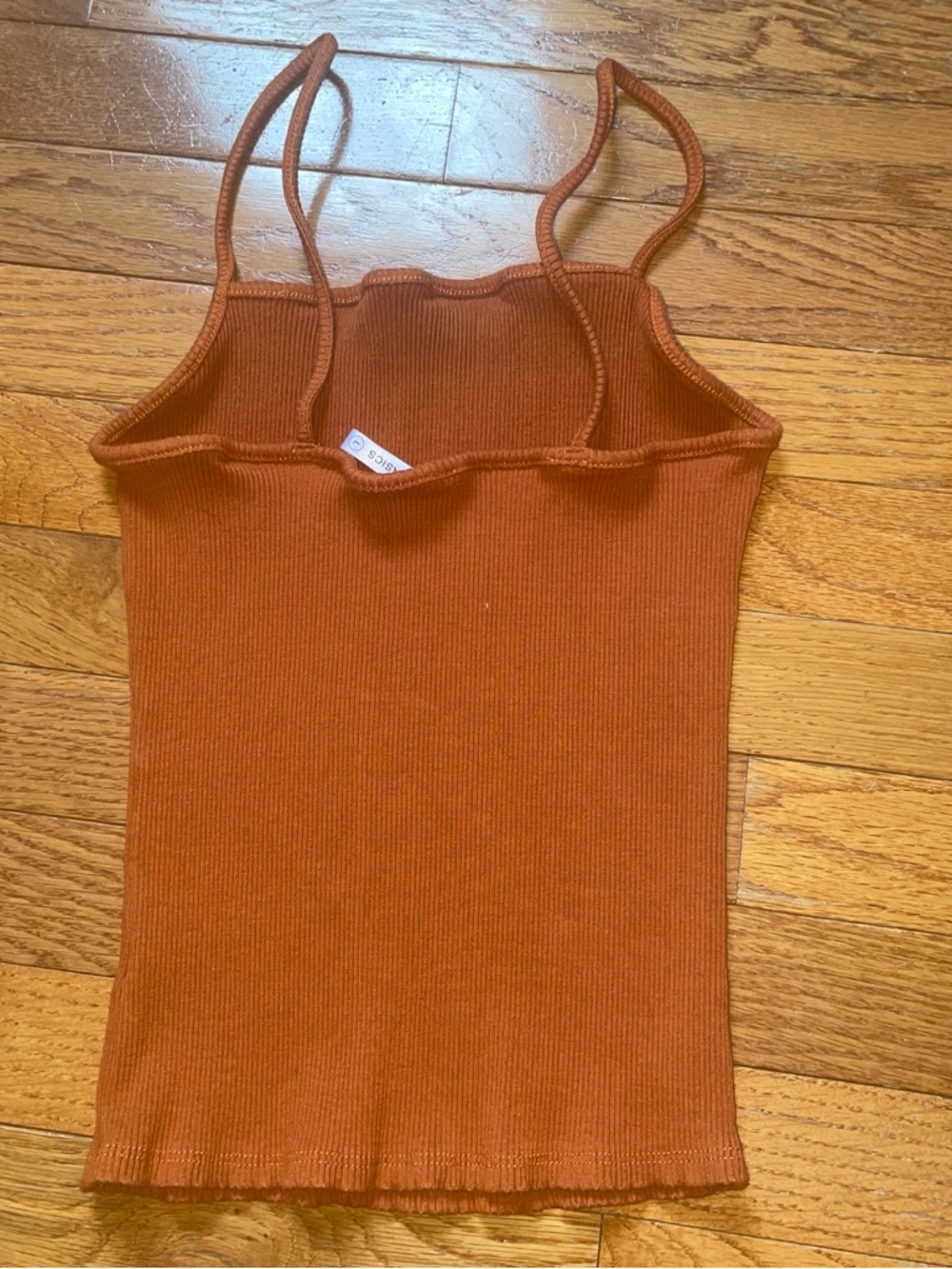 Lulus Basics Ribbed Spaghetti-Strap Camisole in Rust - Picture 3 of 3